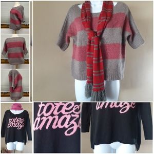 American Eagle "Totes Amaze" Sweater + BOGO Aeo Striped Sweater &Bonus Scarf EUC